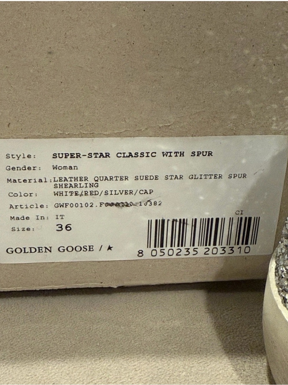 Golden Goose white sneakers with red star and silver glitter heel - Picture 3 of 8